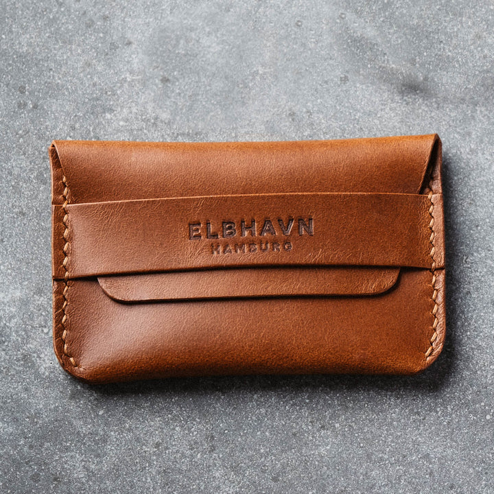 Emre Telli, Flap Wallet, Vacchetta leather, rust, 11.5 x 6.5cm