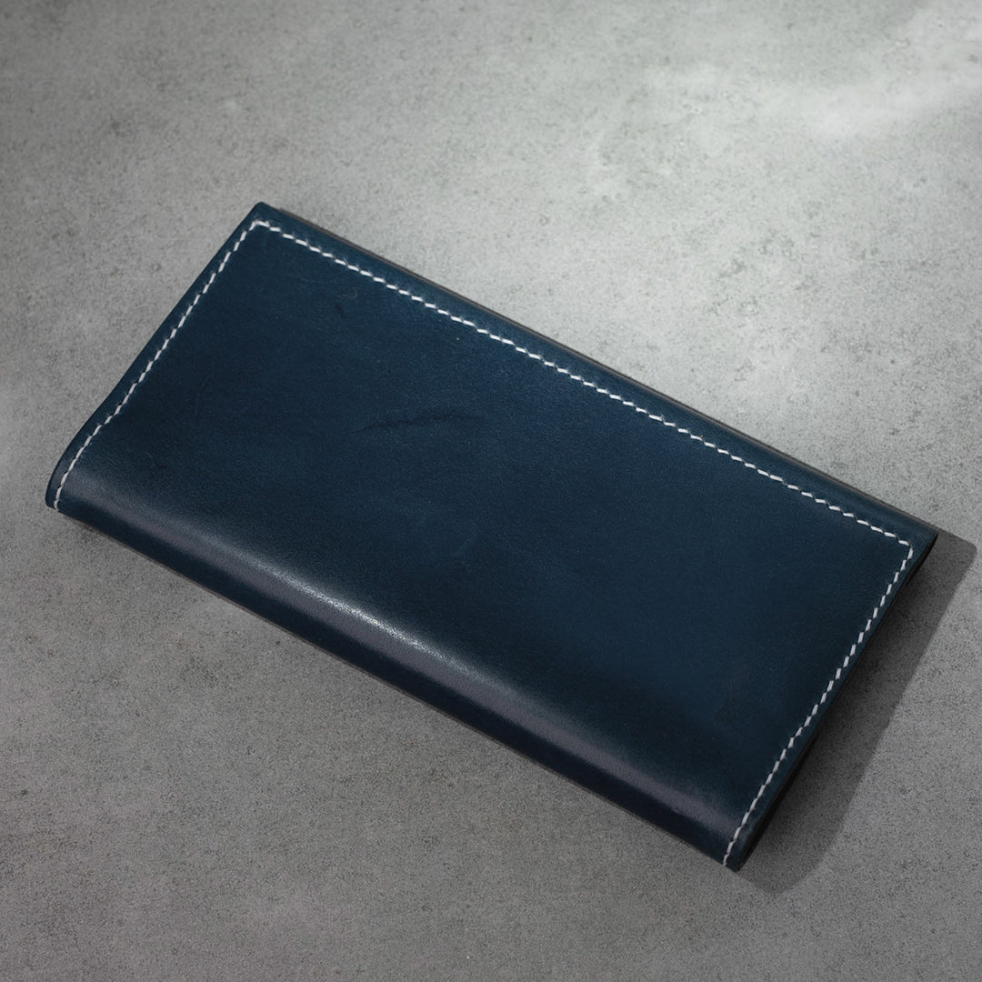 Emre Telli, Arc Wallet, Zipper, Vacchetta Leather, Oceano, 20cm x 11cm