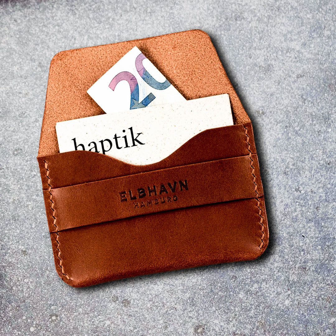 Emre Telli, Flap Wallet, Vacchetta leather, rust, 11.5 x 6.5cm