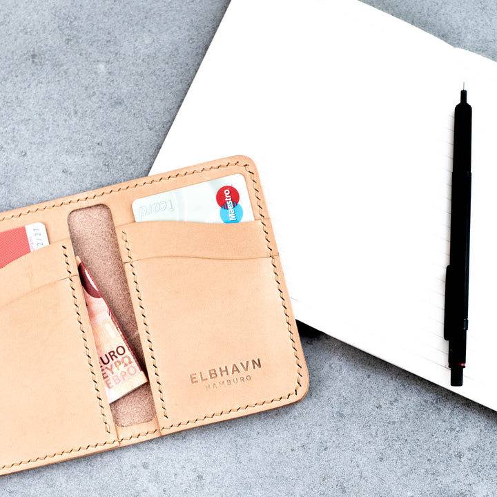 Emre Telli, Note Wallet, Vacchetta leather, natural, 8cm x 12cm