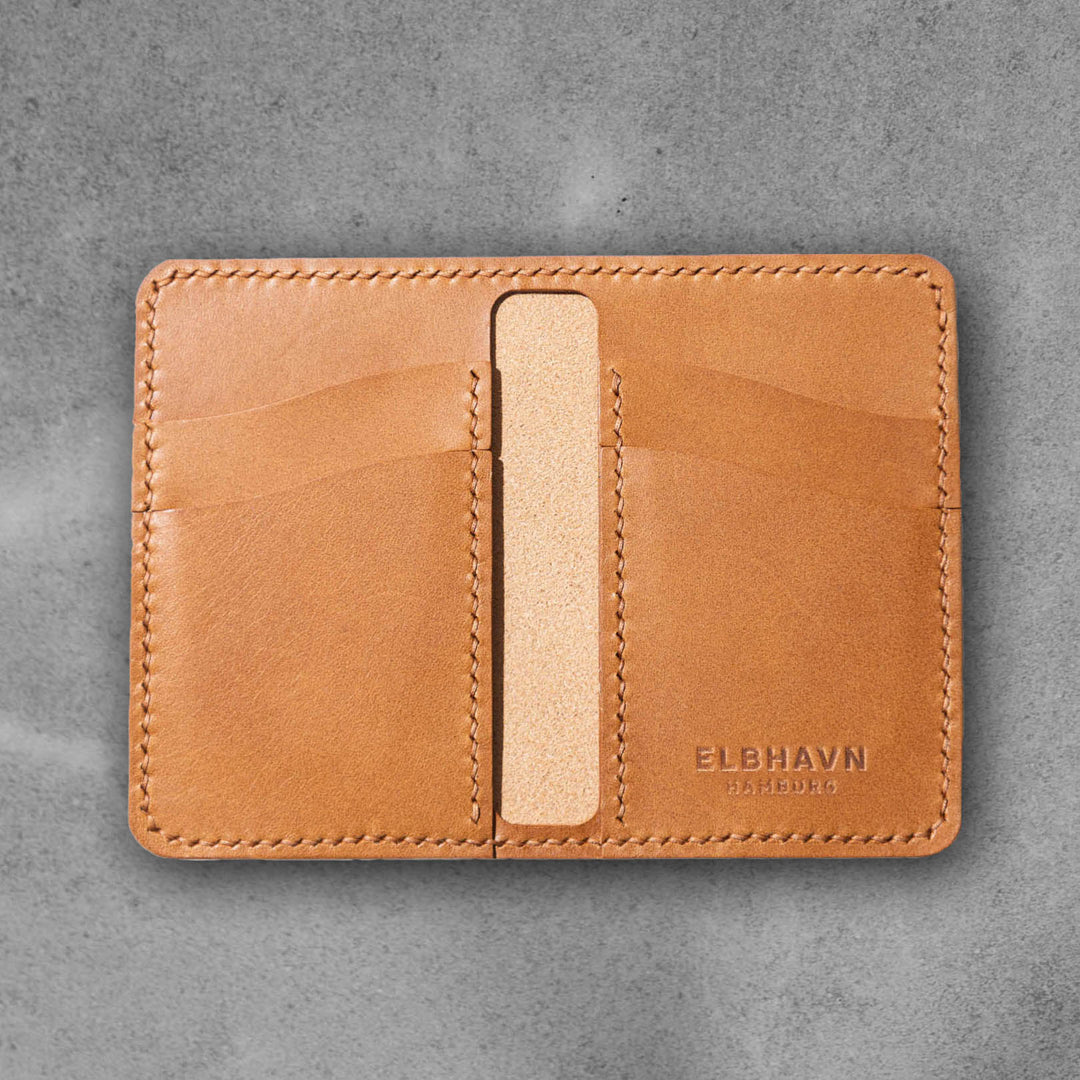 Emre Telli, Note Wallet, Vacchetta Leder, goldfarben, 8cm x 12cm