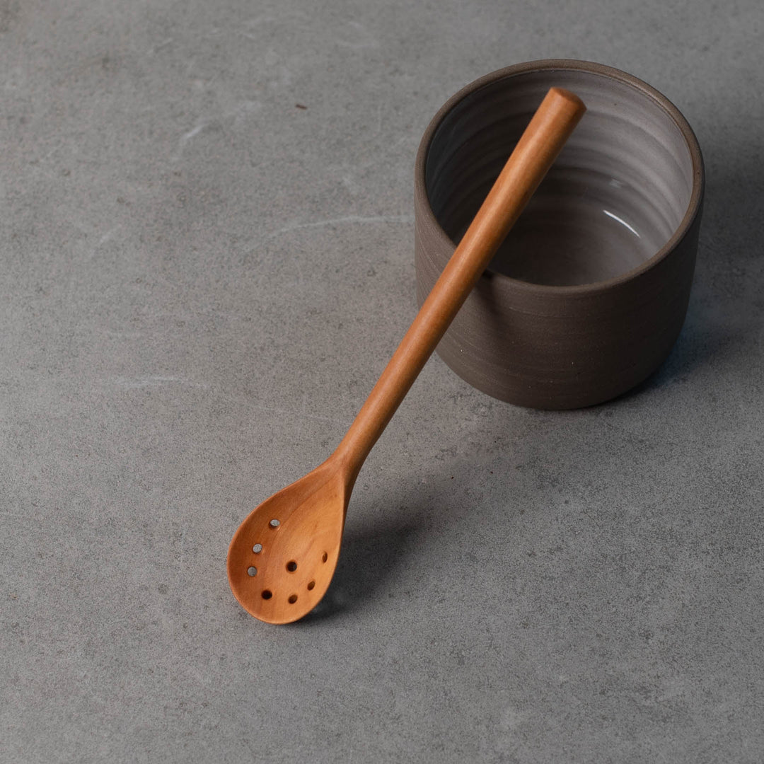 Hergen Böttcher, olive spoon, hand-turned, apple wood, 18cm x 3cm