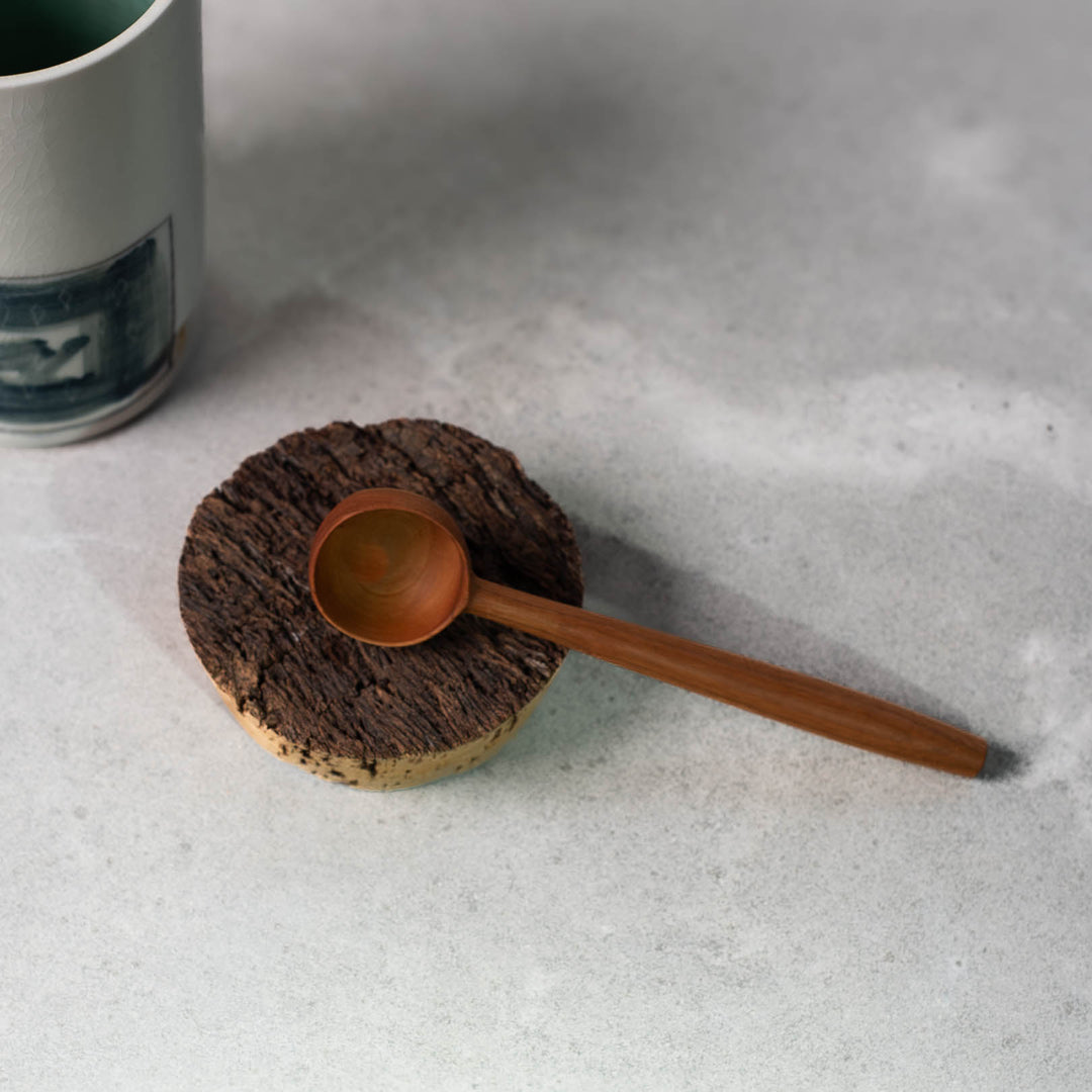 Hergen Böttcher, coffee plumb bob, hand-turned, grape cherry wood, 16cm x 3.5cm