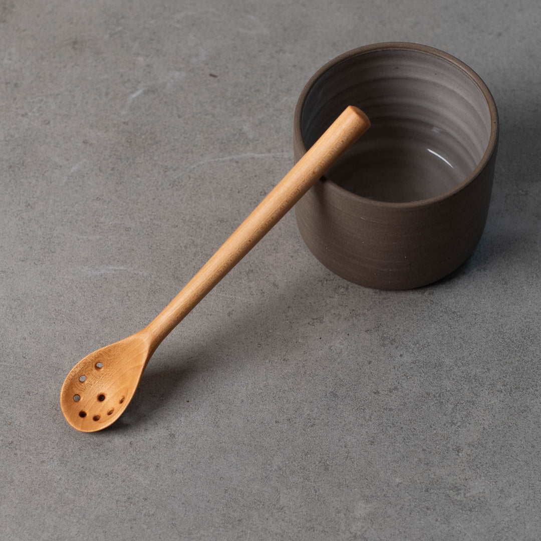 Hergen Böttcher, olive spoon, hand-turned, maple wood, 18cm x 3cm