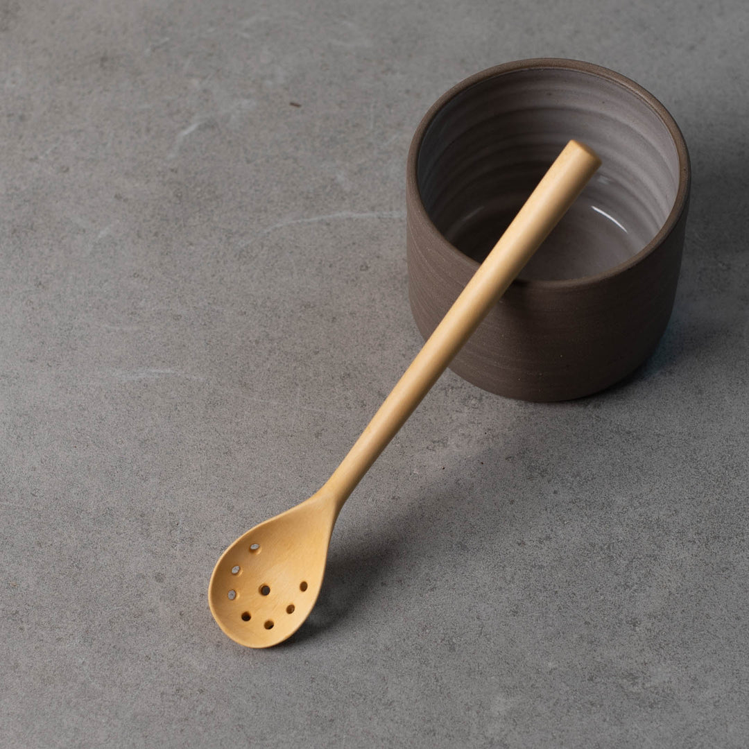 Hergen Böttcher, olive spoon, hand-turned, holly wood, 18cm x 3cm
