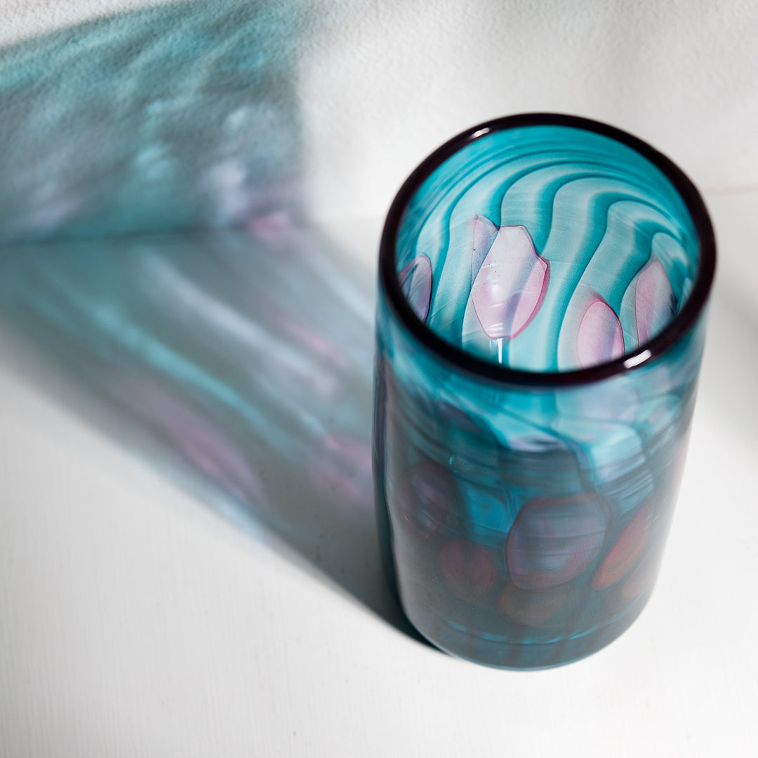 Barbara Ebner von Eschenbach, Glas Vase, 22cm, zylindrisch | blau (BE33)