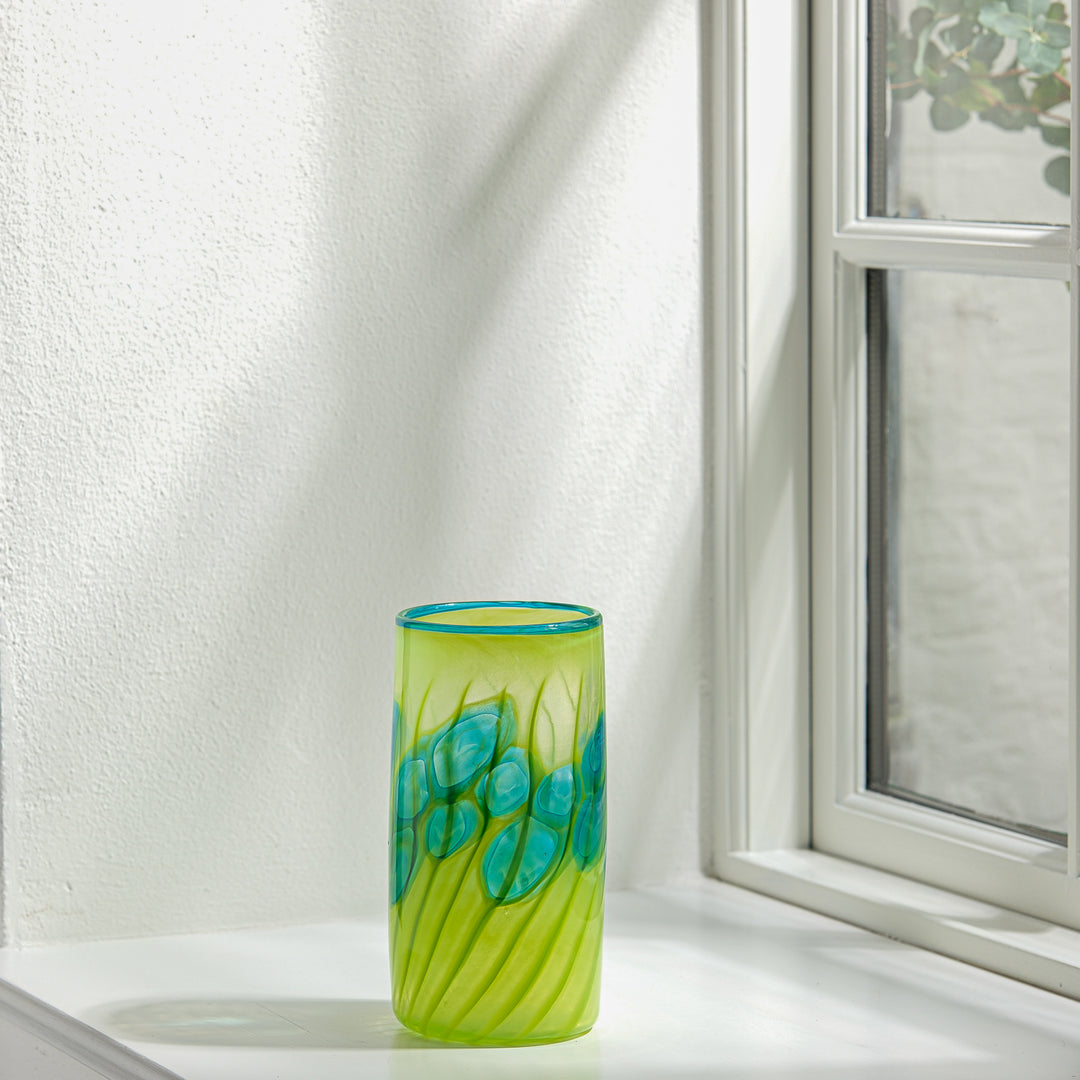Barbara Ebner von Eschenbach, Glas Vase, 22cm, zylindrisch | grün (BE37)