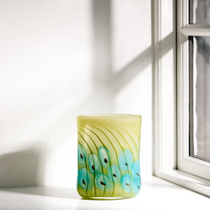 Barbara Ebner von Eschenbach, Glas Vase, oval, 19cm | grün (BE36)