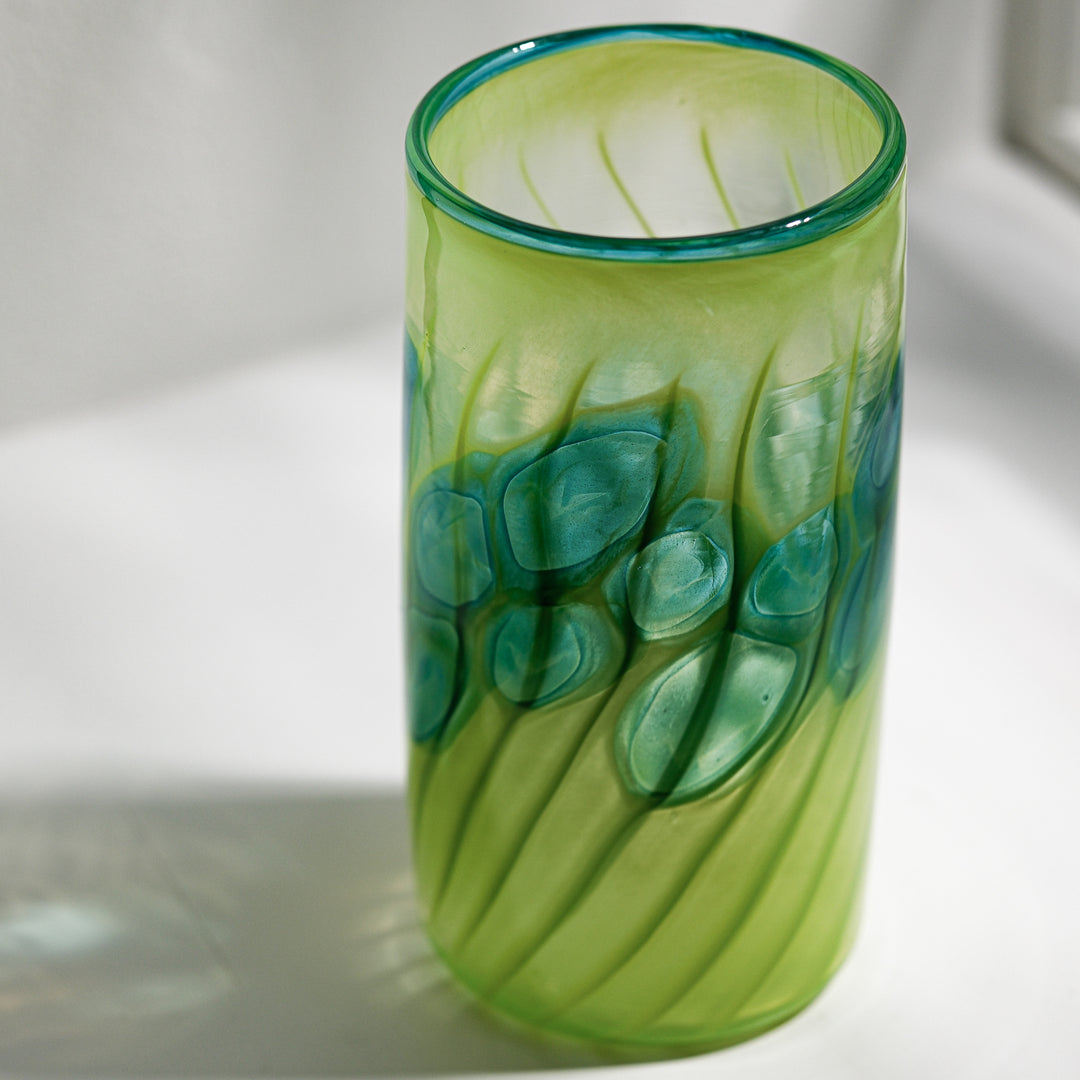 Barbara Ebner von Eschenbach, Glas Vase, 22cm, zylindrisch | grün (BE37)