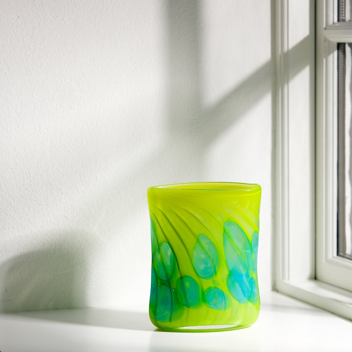 Barbara Ebner von Eschenbach, Glas Vase, oval, 19cm | grün (BE34)