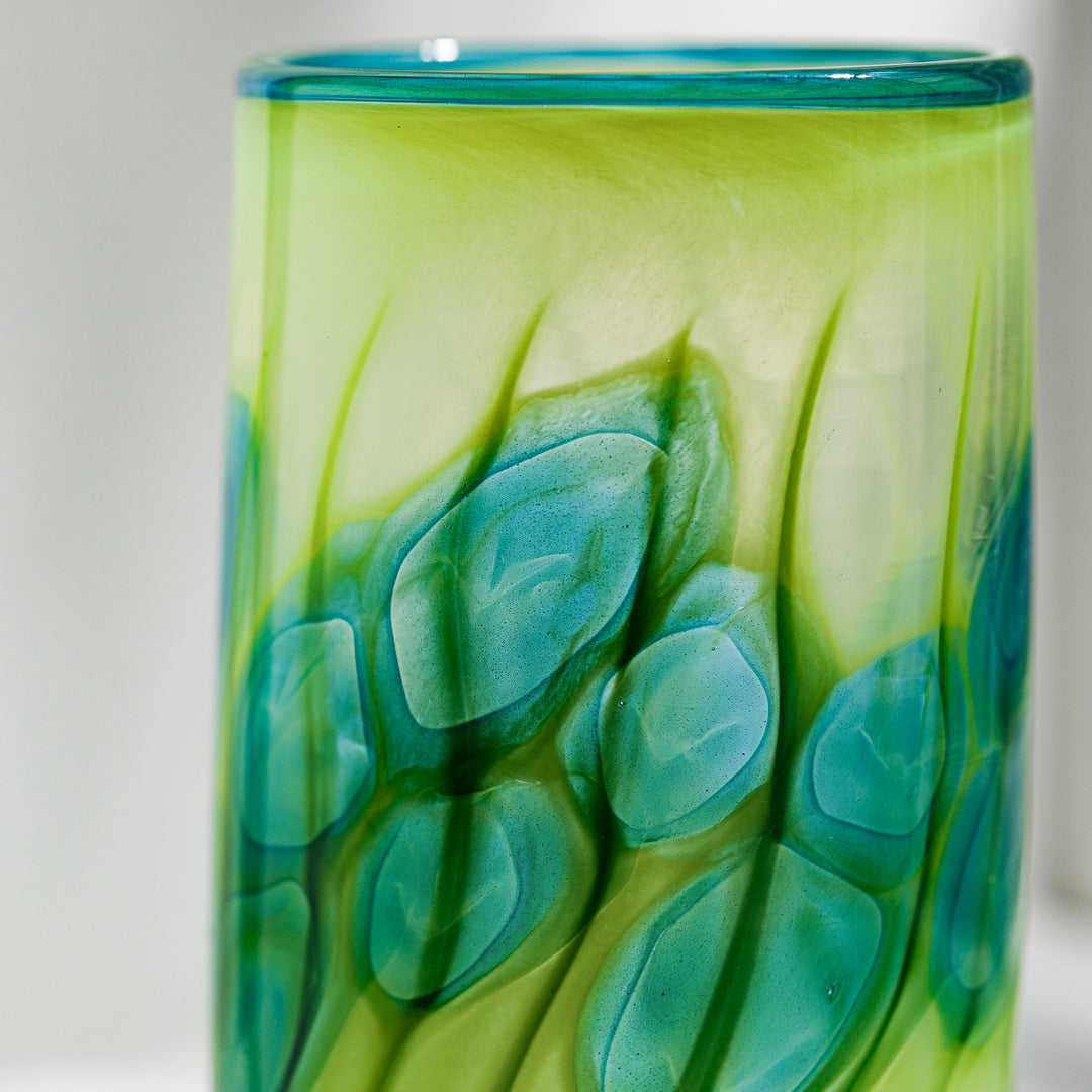 Barbara Ebner von Eschenbach, Glas Vase, 22cm, zylindrisch | grün (BE37)