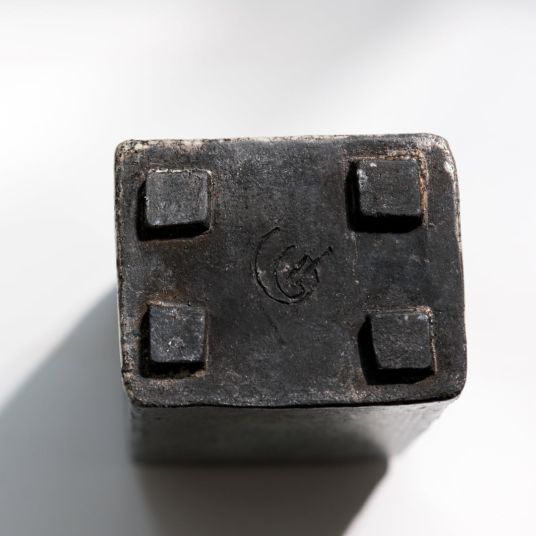 Gundula Sommerer, Raku Vase, eckig | graublau (GS187)