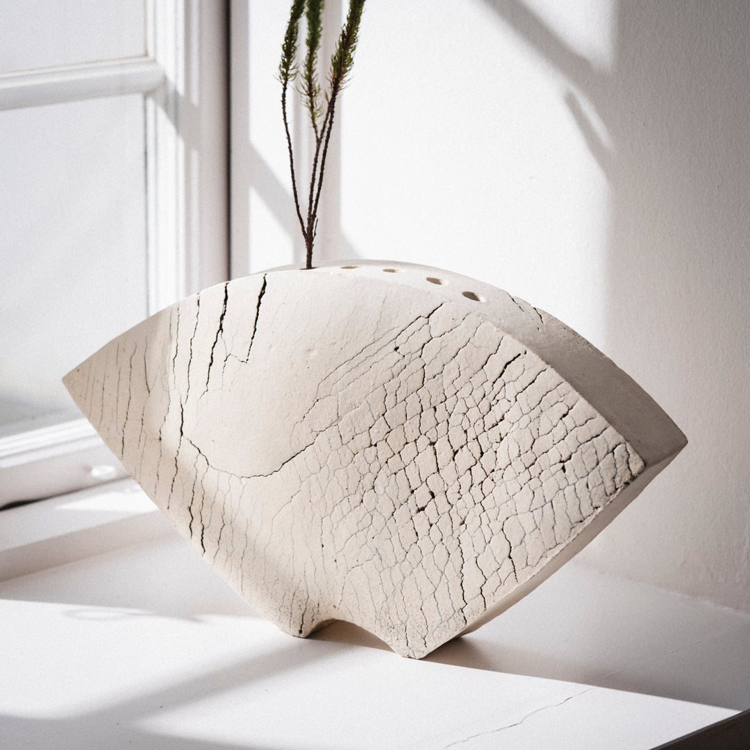 Gundula Sommerer, Plattenvase Keramik | weiss (RW116)