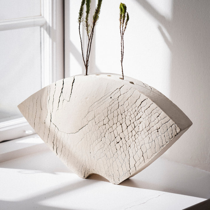 Gundula Sommerer, Plattenvase Keramik | weiss (RW116)