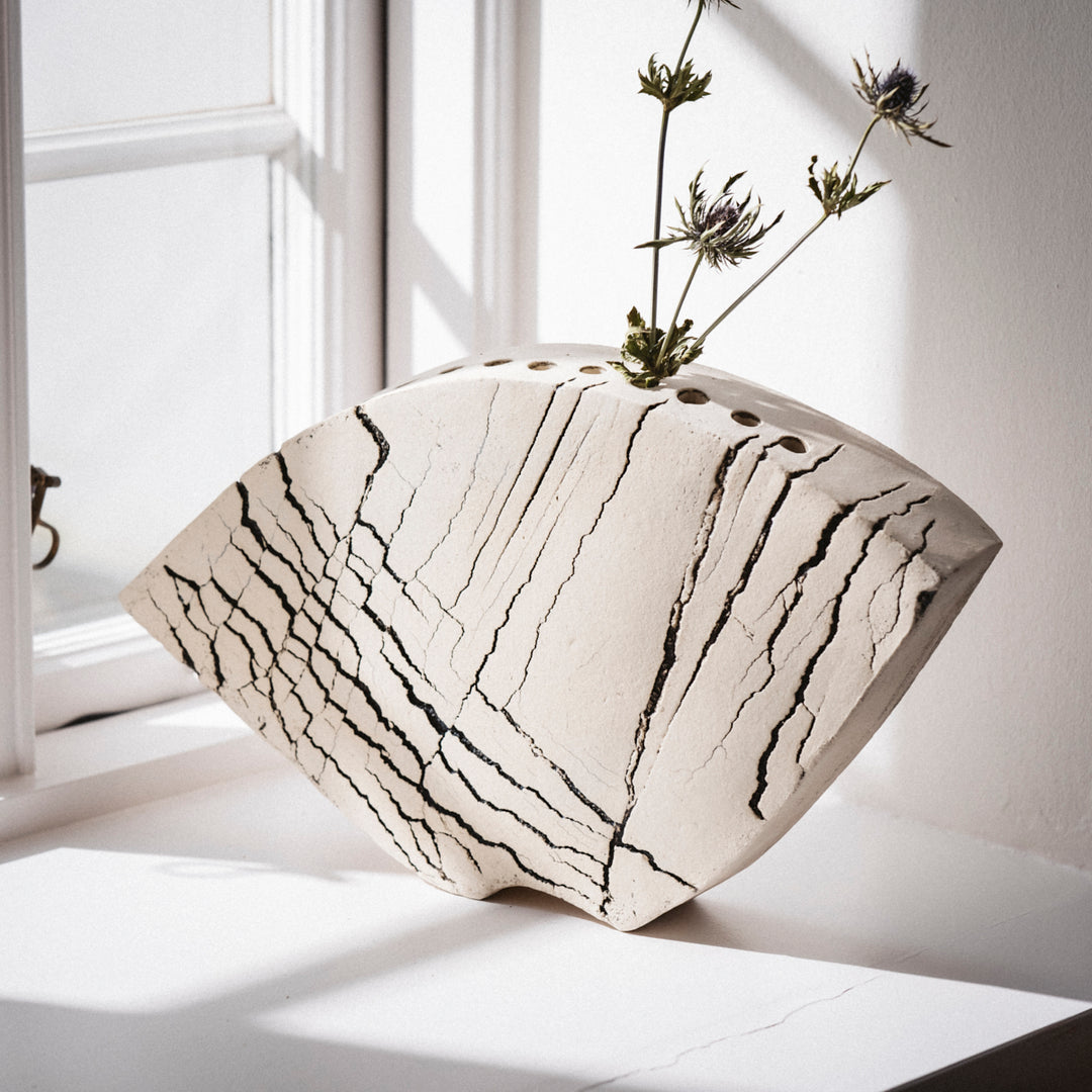 Gundula Sommerer, Plattenvase Keramik | weiss (RW118)