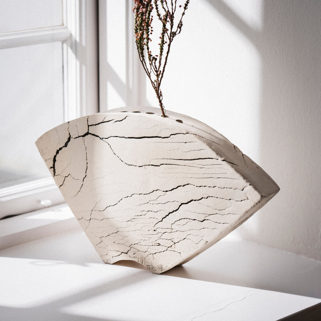 Gundula Sommerer, Plattenvase Keramik | weiss (RW119)