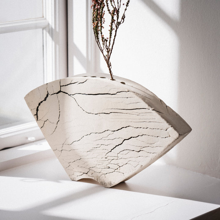 Gundula Sommerer, Plattenvase Keramik | weiss (RW119)