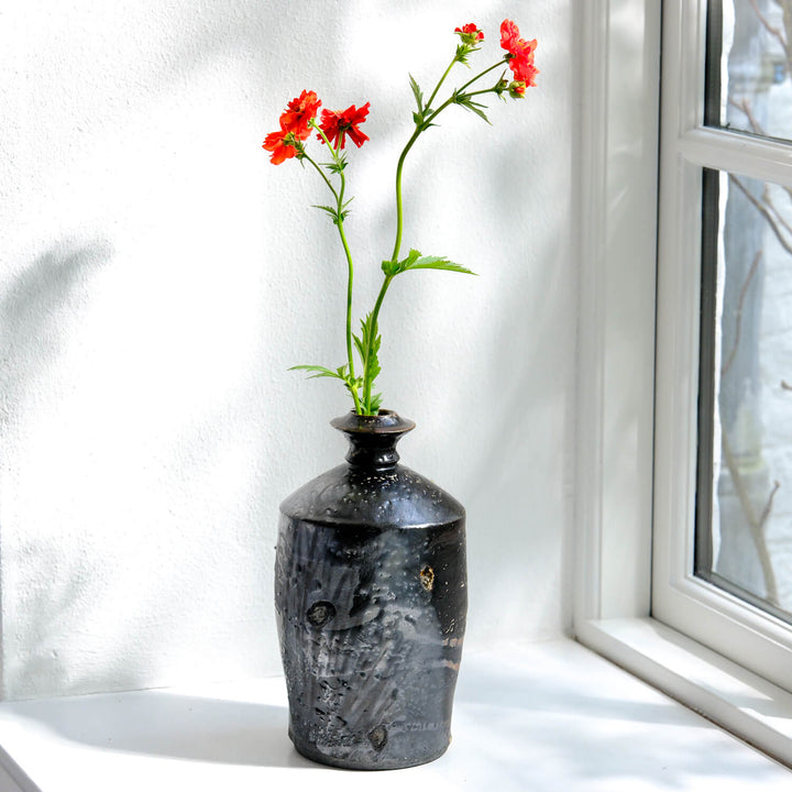 Douglas Black, Vase, japanische Keramik aus Mashiko | schwarz (DB01)
