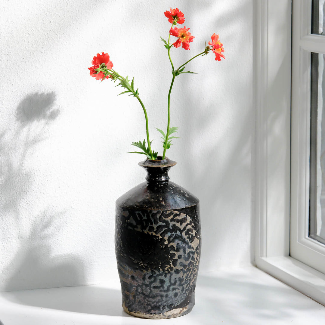 Douglas Black, Vase, japanische Keramik aus Mashiko | schwarz (DB01)