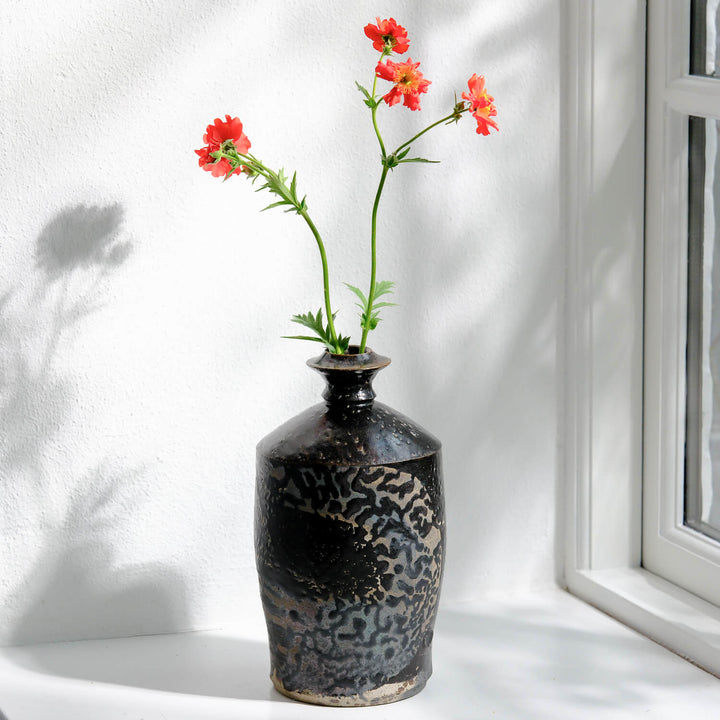 Douglas Black, Vase, japanische Keramik aus Mashiko | schwarz (DB01)