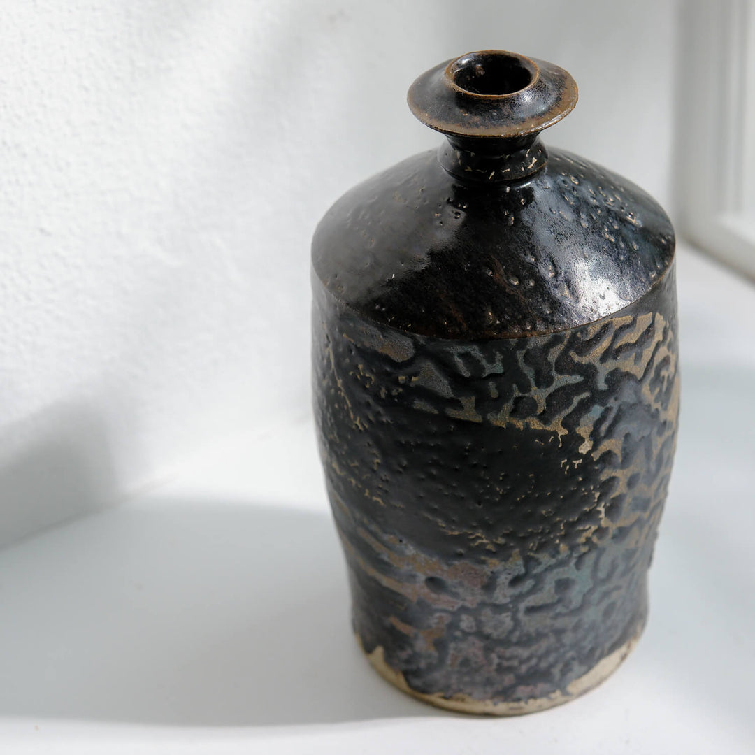 Douglas Black, Vase, japanische Keramik aus Mashiko | schwarz (DB01)