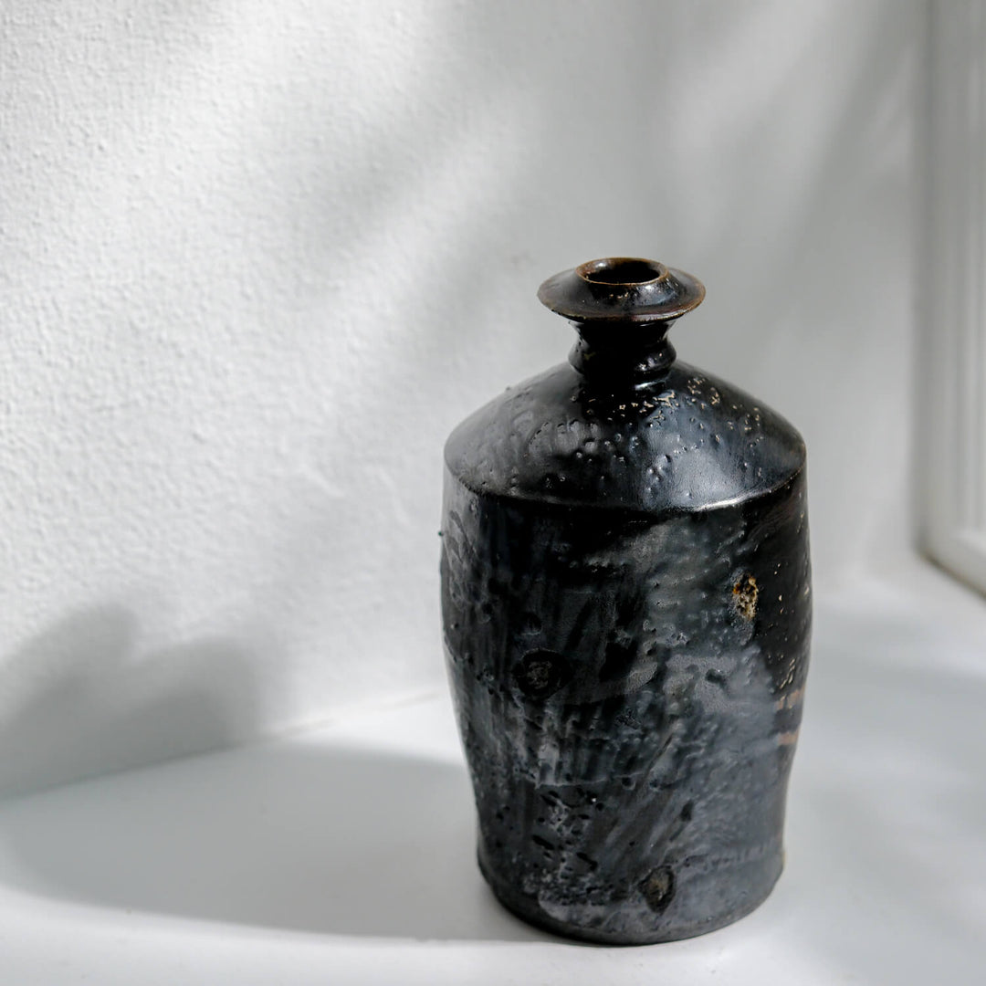 Douglas Black, Vase, japanische Keramik aus Mashiko | schwarz (DB01)