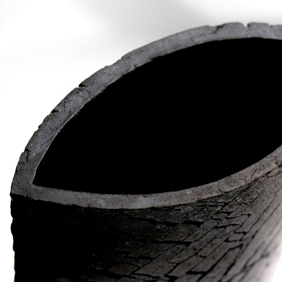 Gundula Sommerer, Raku Vase, oval | schwarz (GS163)