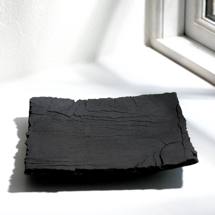 Gundula Sommerer, Raku Schale, quadratisch | schwarz (GS155)