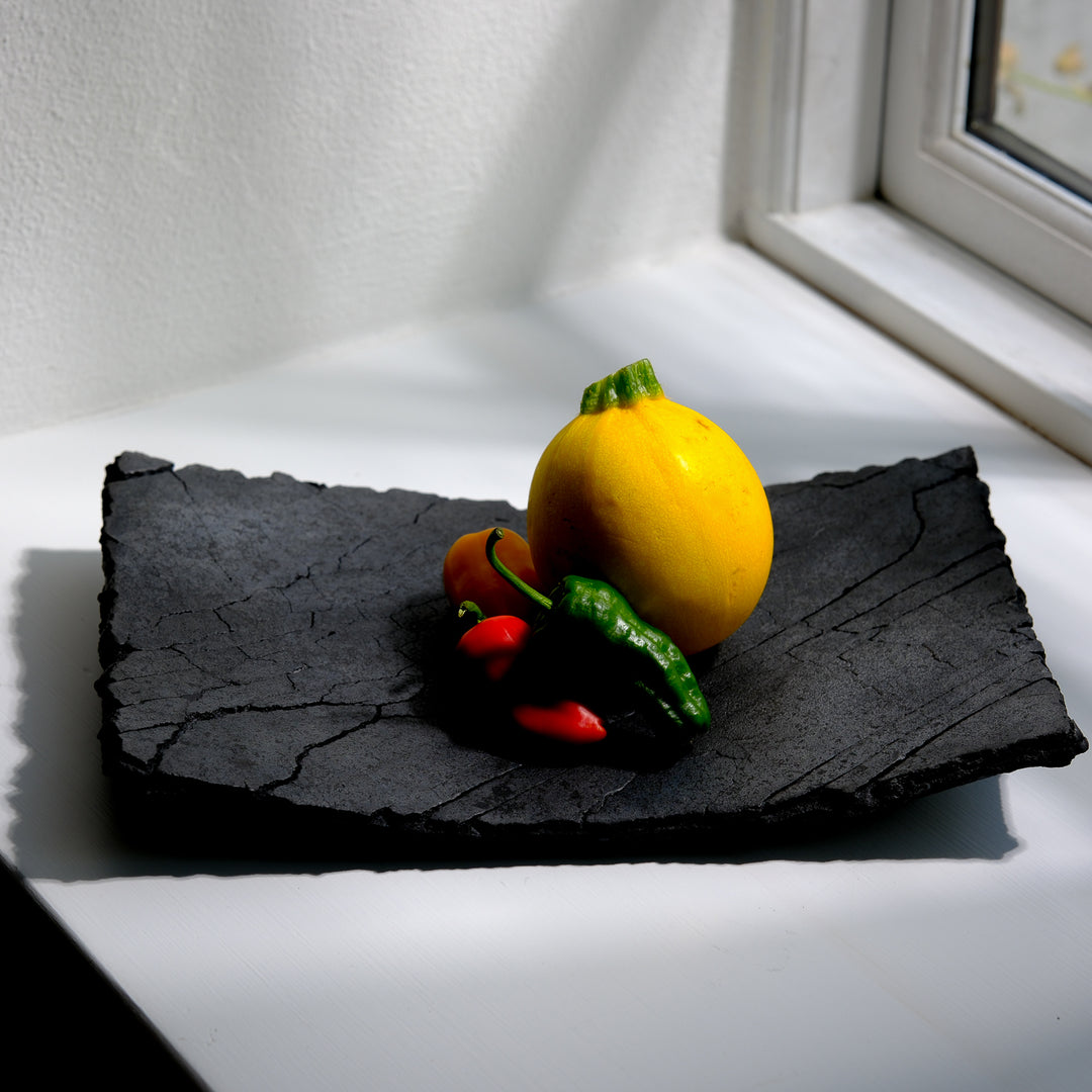 Gundula Sommerer, Raku Schale, rechteckig | schwarz  (GS122)