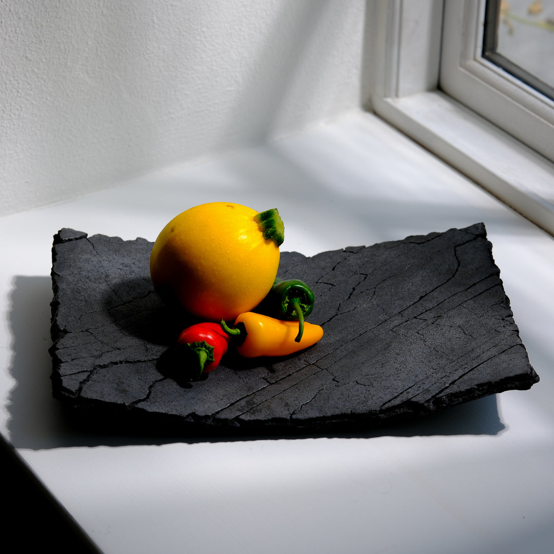 Gundula Sommerer, Raku Schale, rechteckig | schwarz  (GS122)