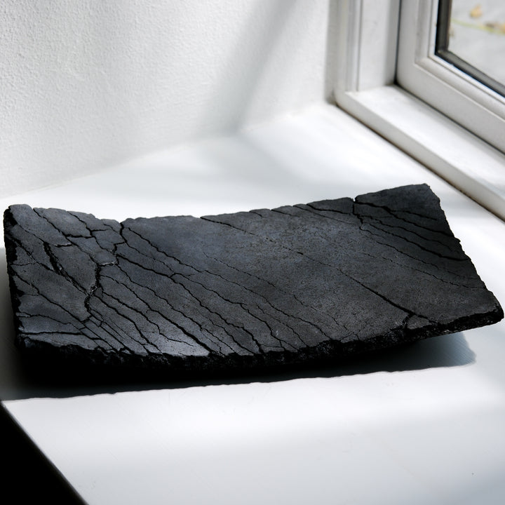 Gundula Sommerer, Raku Schale, rechteckig | schwarz (GS124)