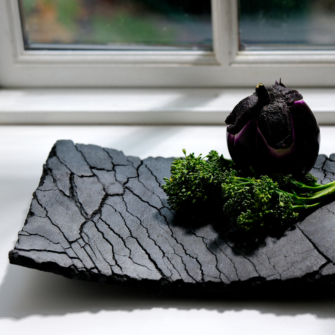 Gundula Sommerer, Raku Schale, rechteckig | schwarz (GS124)