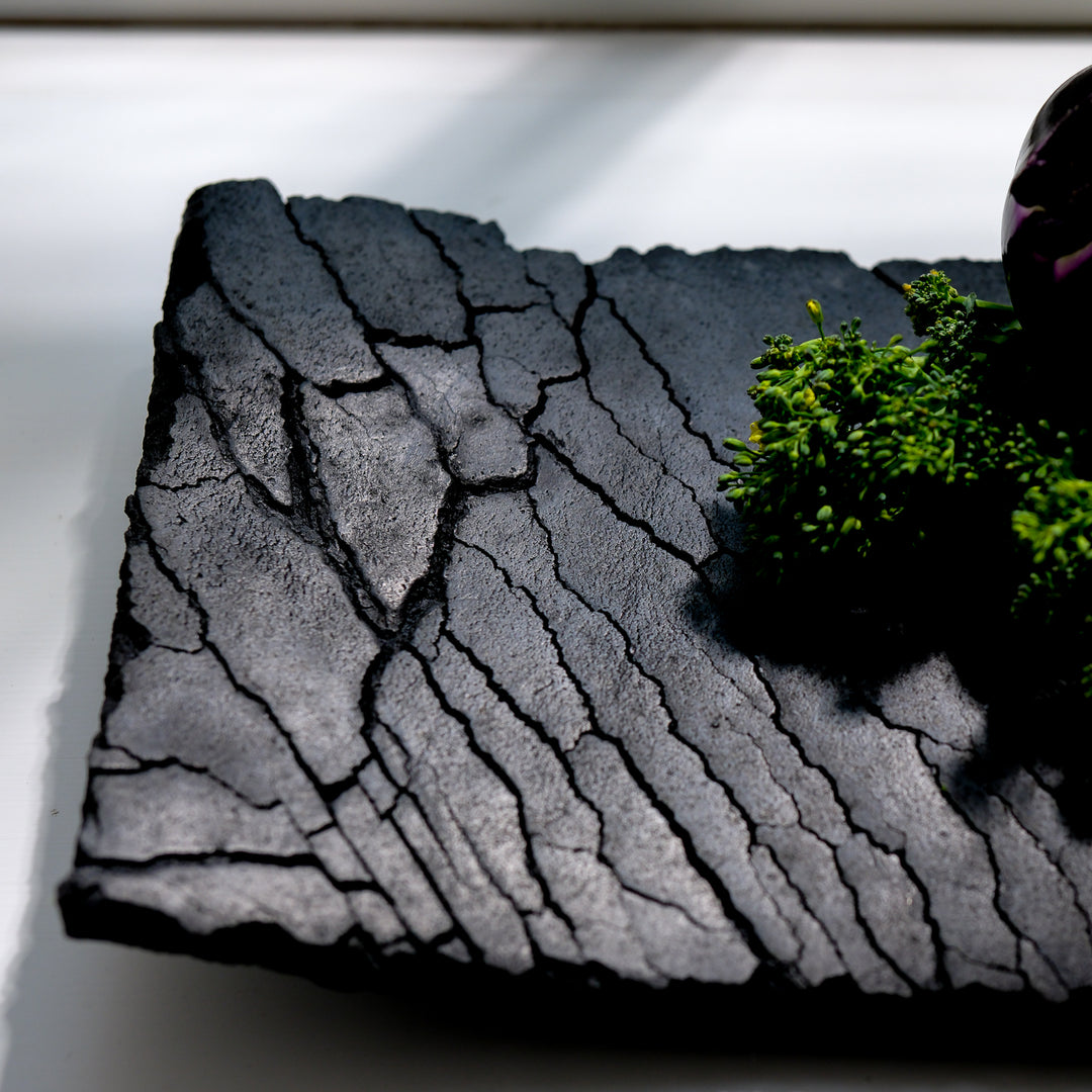 Gundula Sommerer, Raku Schale, rechteckig | schwarz (GS124)