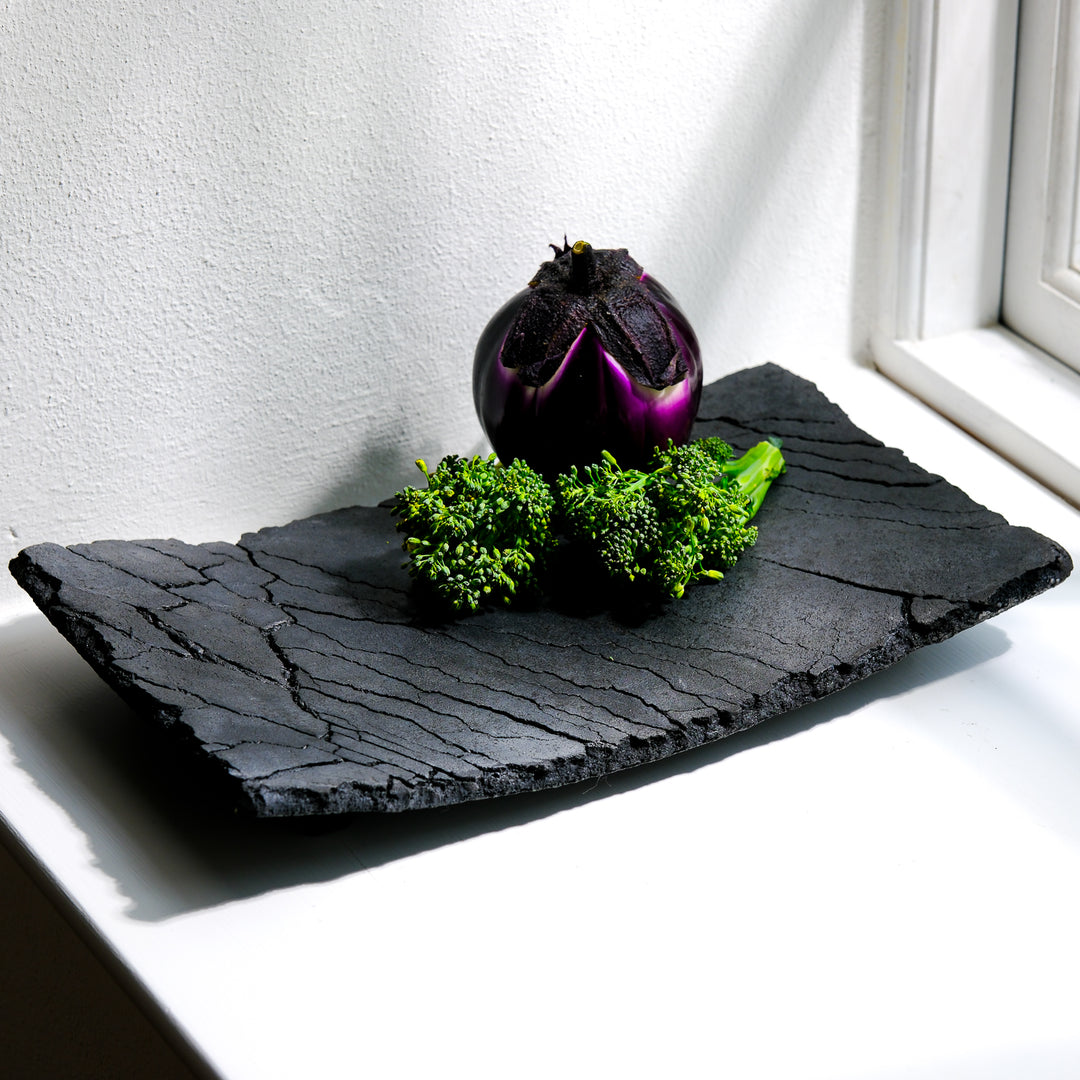 Gundula Sommerer, Raku Schale, rechteckig | schwarz (GS124)