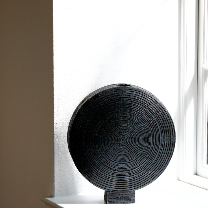 Gundula Sommerer, Raku Vase, rund, Ø 30cm | schwarz (GS166)