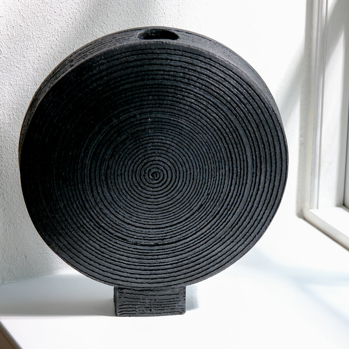 Gundula Sommerer, Raku Vase, rund, Ø 30cm | schwarz (GS166)