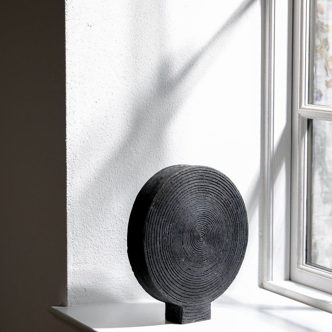 Gundula Sommerer, Raku Vase, rund, Ø 26cm | schwarz (GS165)