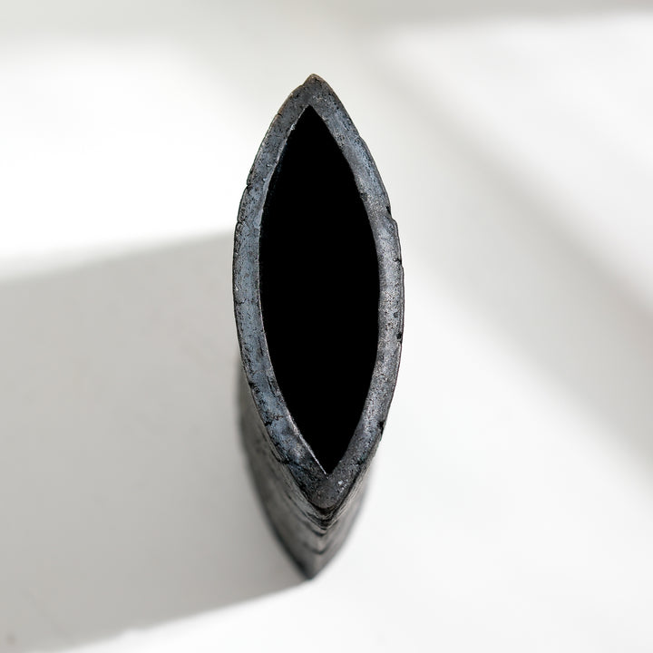 Gundula Sommerer, Raku Vase, oval | schwarz (GS191)