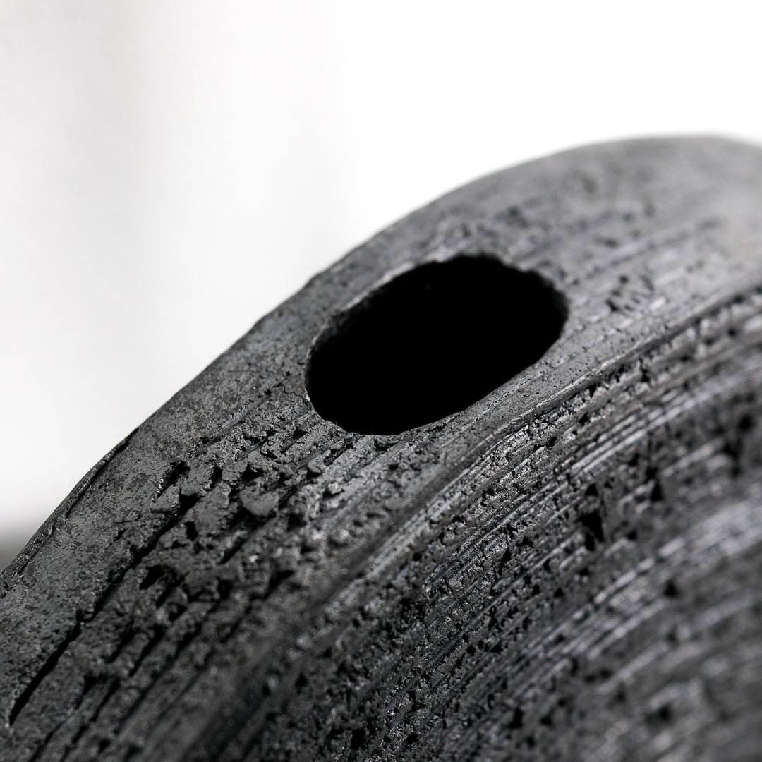 Gundula Sommerer, Raku Vase, rund, Ø 37 cm | schwarz (GS201)