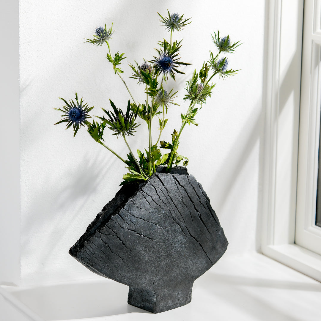 Gundula Sommerer, Flügelvase, Raku | schwarz (GS195)