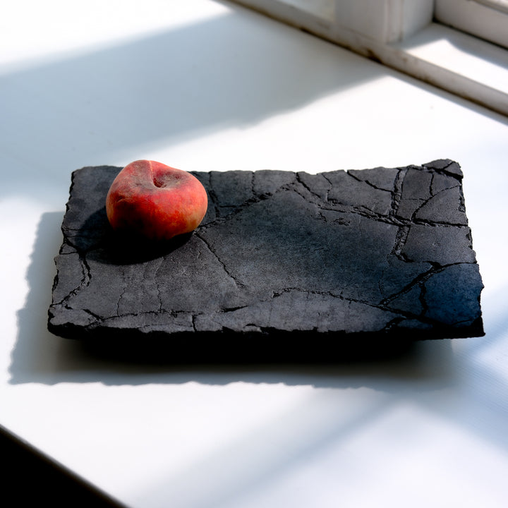 Gundula Sommerer, Raku Schale, schwarz, rechteckig (RS151)