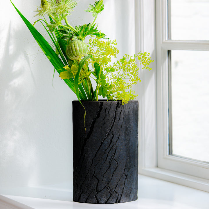 Gundula Sommerer, Raku Vase | schwarz, oval (RP144)