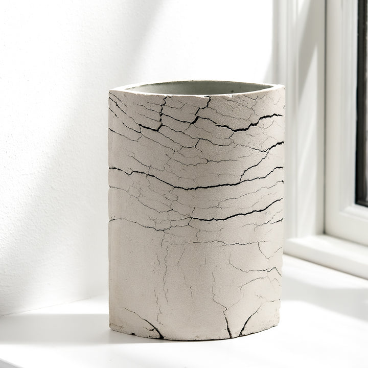 Keramik Vase von Gundula Sommerer, oval, Plattentechnik mit weißer Glasur, Ansicht Rückseite | haptik.de