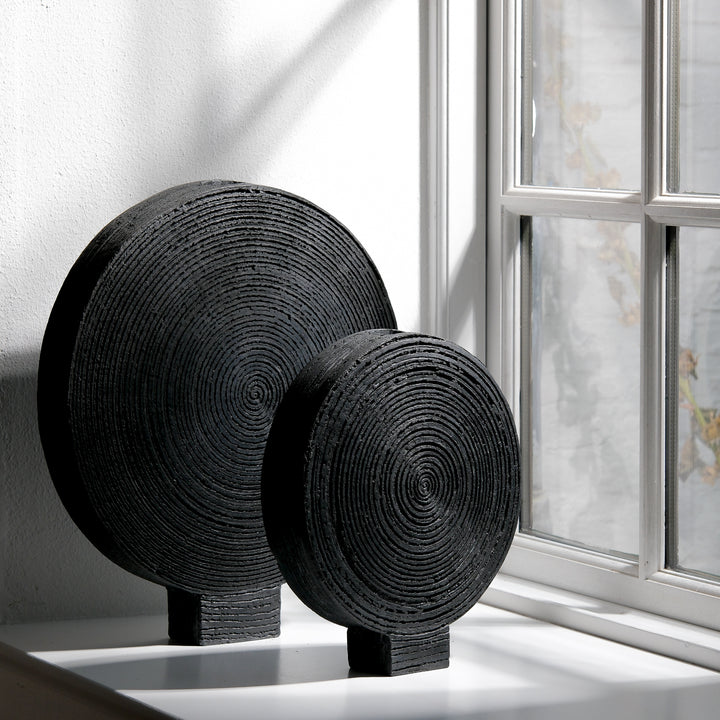 Gundula Sommerer, Raku Vase, rund, Ø 37 cm | schwarz (GS168)