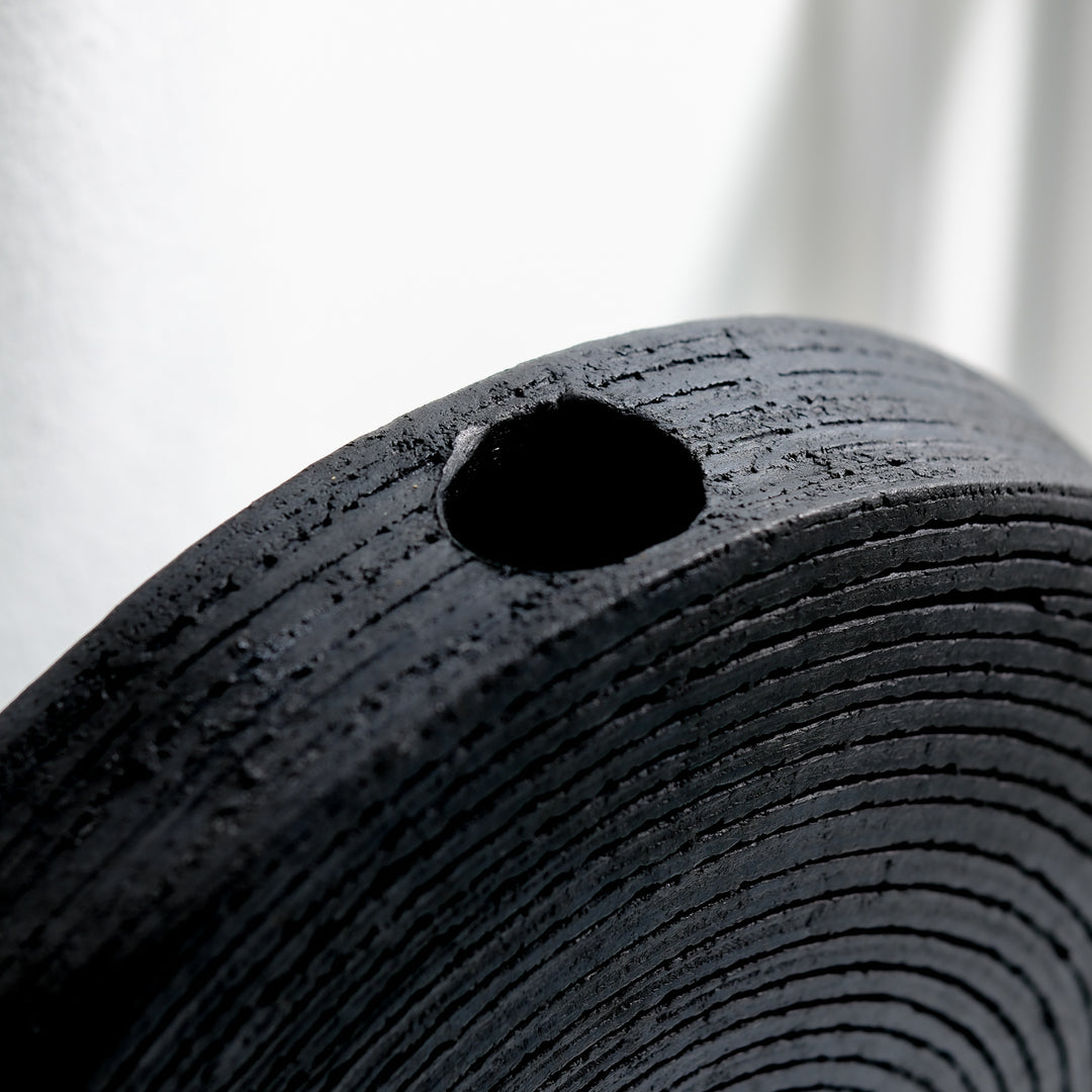 Gundula Sommerer, Raku Vase, rund, Ø 30 cm | schwarz (GS167)