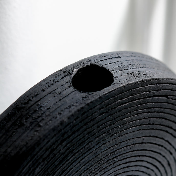 Gundula Sommerer, Raku Vase, rund, Ø 30 cm | schwarz (GS167)