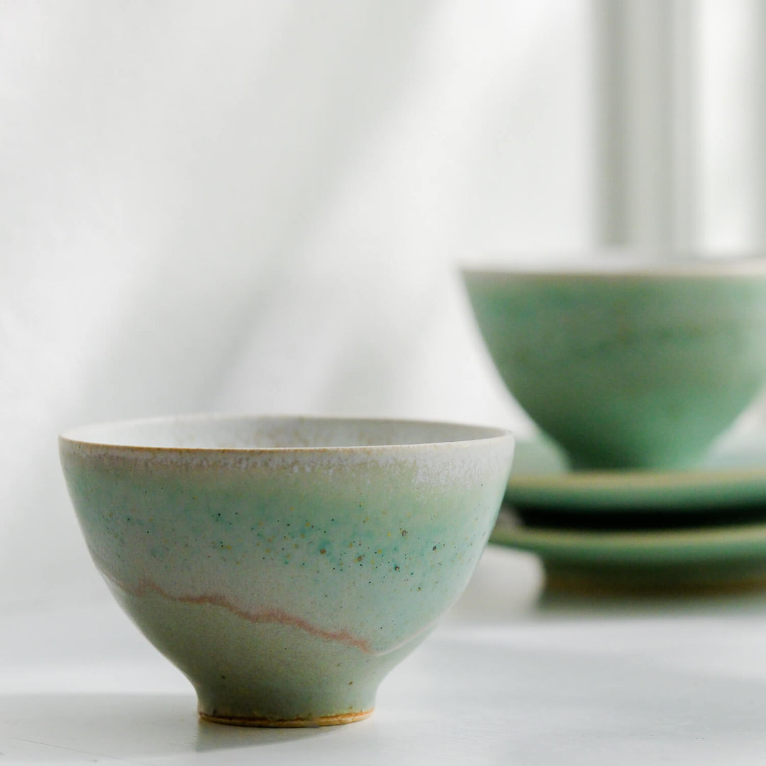 Hiromi Suzuki, Schale, japanische Keramik aus Mashiko, zartgrün (HS01)