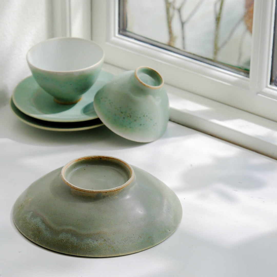 Hiromi Suzuki, Schale, japanische Keramik aus Mashiko, groß, zartgrün (HS06)