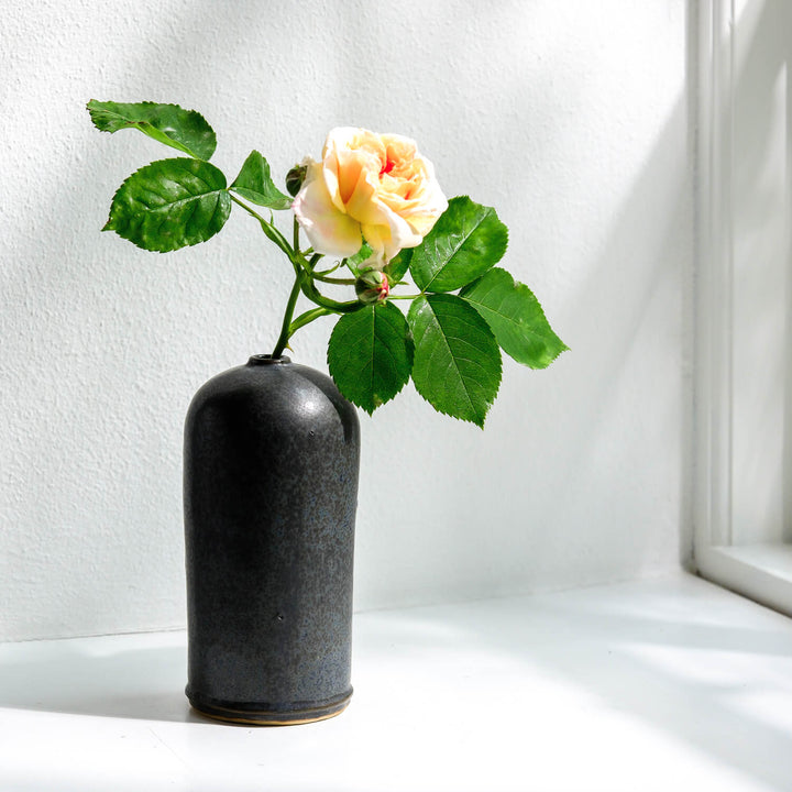 Jun Hojo, Vase dunkelgrau | Japanische Keramik aus Mashiko (JH01)