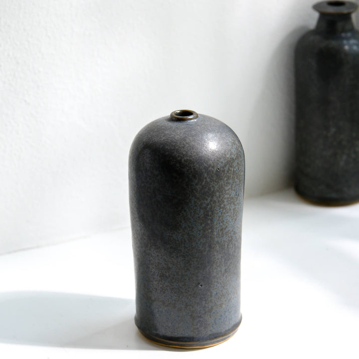 Jun Hojo, Vase dunkelgrau | Japanische Keramik aus Mashiko (JH01)